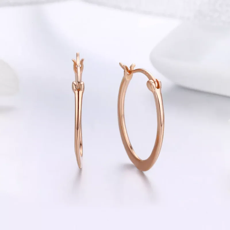 (bild till) Pandora Stil Creoler Enkel 14 Karat Roséguld - Sce478 - View 3
