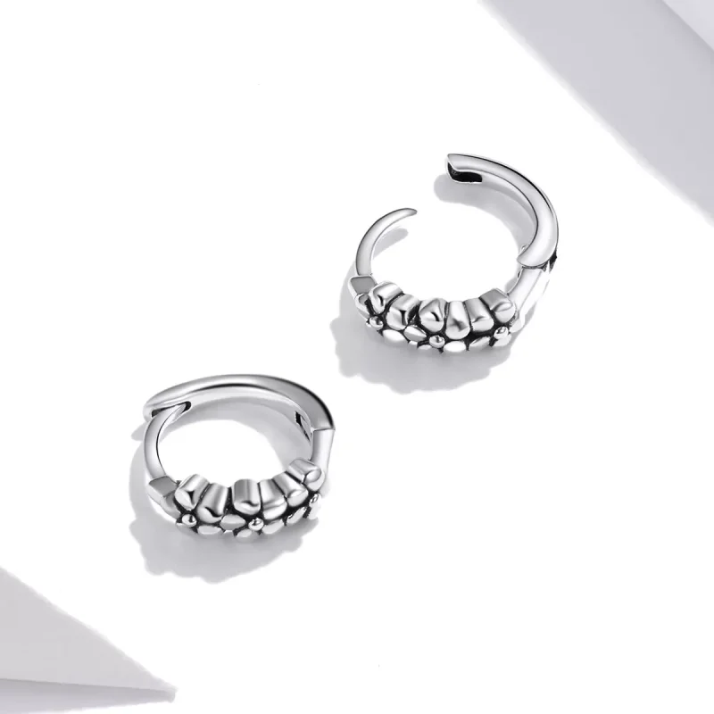 (bild till) Pandora Stil Creoler Enkla Silverblommor - Sce1154 - View 4