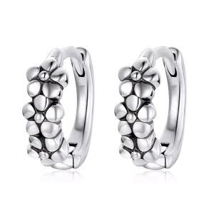 (bild till) Pandora Stil Creoler Enkla Silverblommor - Sce1154