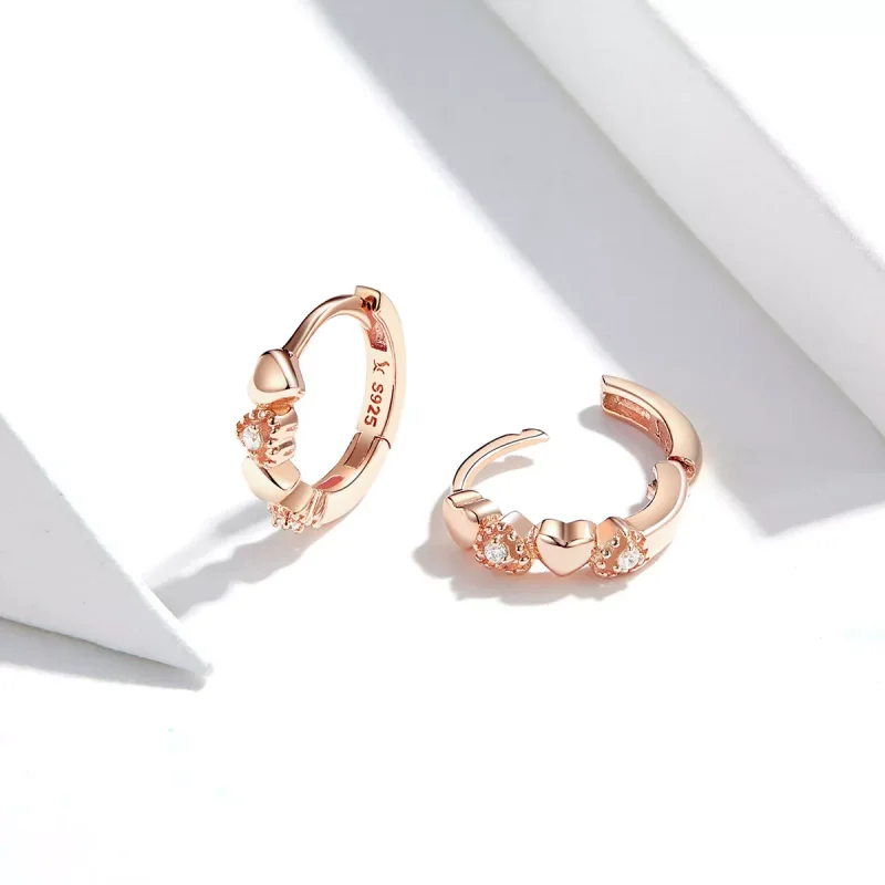 (bild till) Pandora Stil Creoler Hjärtan Dating 14 Karat Roséguld - Sce445-C - View 2