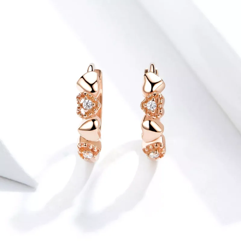 (bild till) Pandora Stil Creoler Hjärtan Dating 14 Karat Roséguld - Sce445-C - View 3