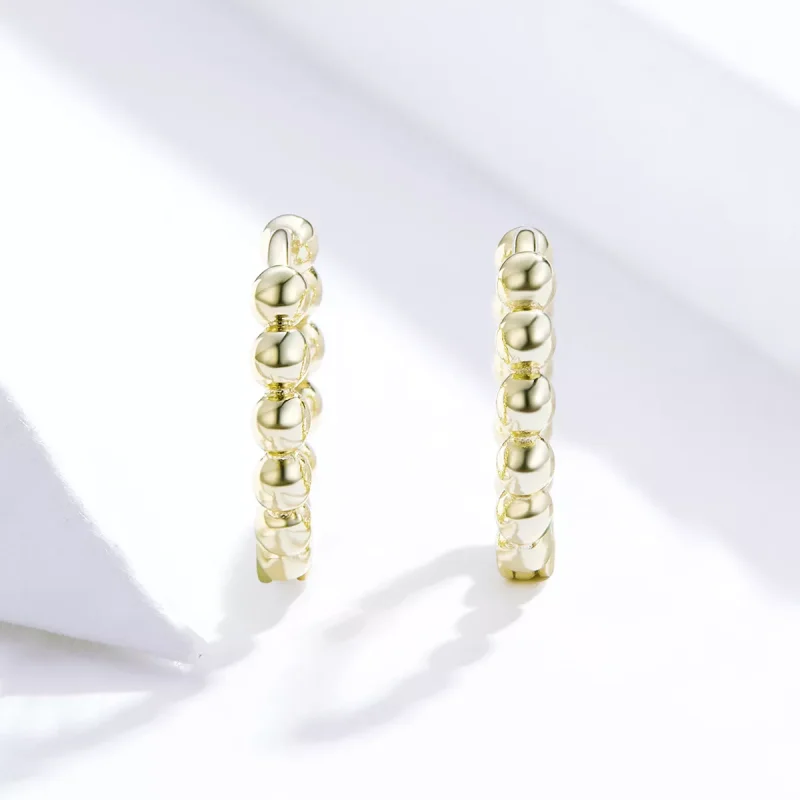 (bild till) Pandora Stil Creoler Liten Boll 14 Karats Guldpläterad - Sce807-B - View 2
