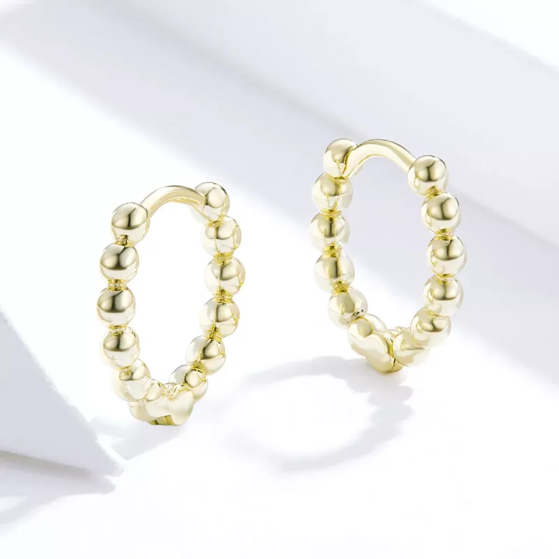 (bild till) Pandora Stil Creoler Liten Boll 14 Karats Guldpläterad - Sce807-B - View 3