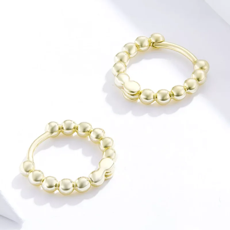 (bild till) Pandora Stil Creoler Liten Boll 14 Karats Guldpläterad - Sce807-B - View 4