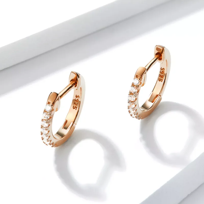 (bild till) Pandora Stil Creoler Liten Cirkel 14 Karat Roséguld - Sce498-C - View 2