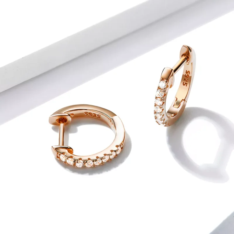 (bild till) Pandora Stil Creoler Liten Cirkel 14 Karat Roséguld - Sce498-C - View 3
