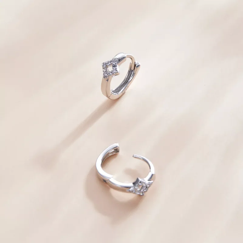 (bild till) Pandora Stil Creoler Lysande Diamant - Sce1048 - View 2