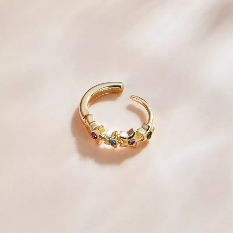 (bild till) Pandora Stil Creoler Mystiska Spanien Pentagram 14 Karats Guldpläterad - Sce1151 - View 3