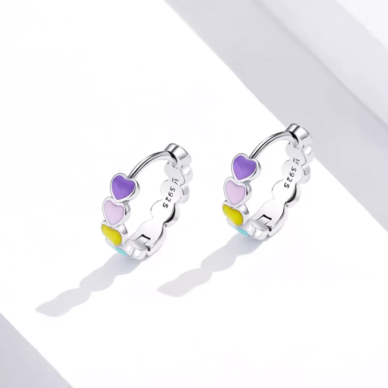 (bild till) Pandora Stil Creoler Rainbow Hearts - Sce909 - View 2