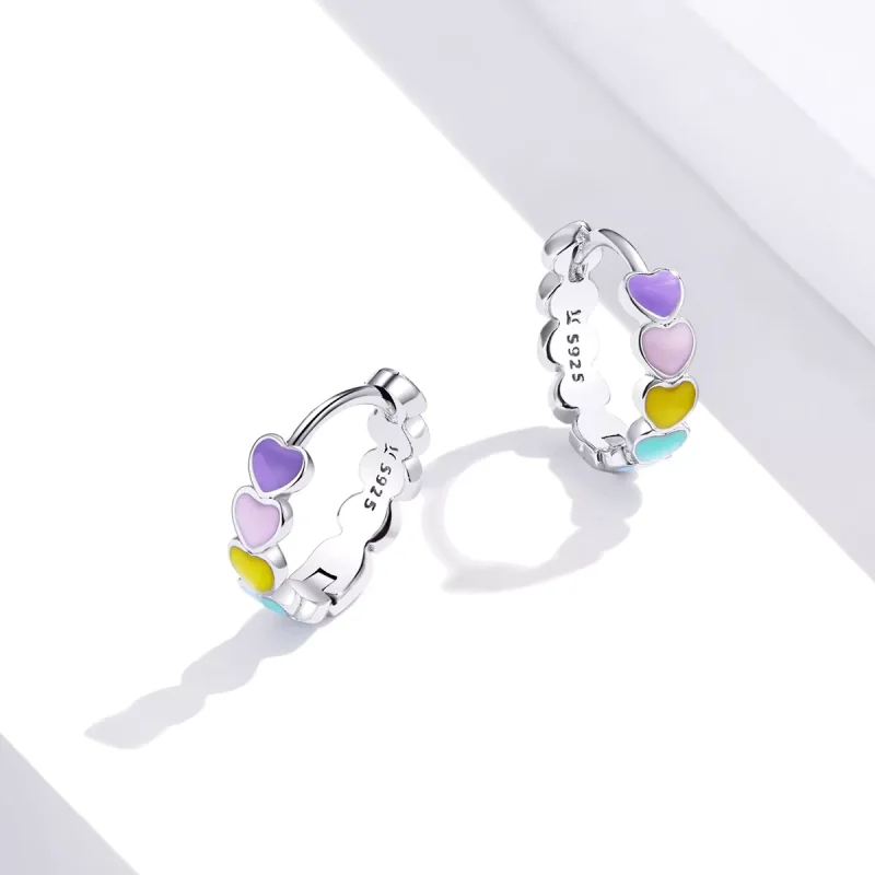 (bild till) Pandora Stil Creoler Rainbow Hearts - Sce909 - View 3