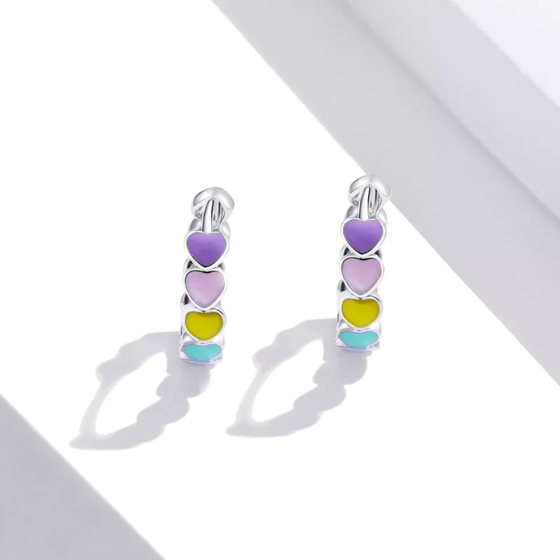 (bild till) Pandora Stil Creoler Rainbow Hearts - Sce909 - View 4
