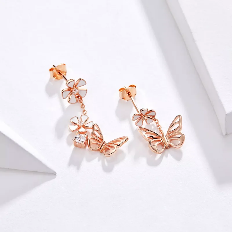 (bild till) Pandora Stil Örhängen Dansande Fjäril 14 Karat Roséguld - Bse100 - View 2