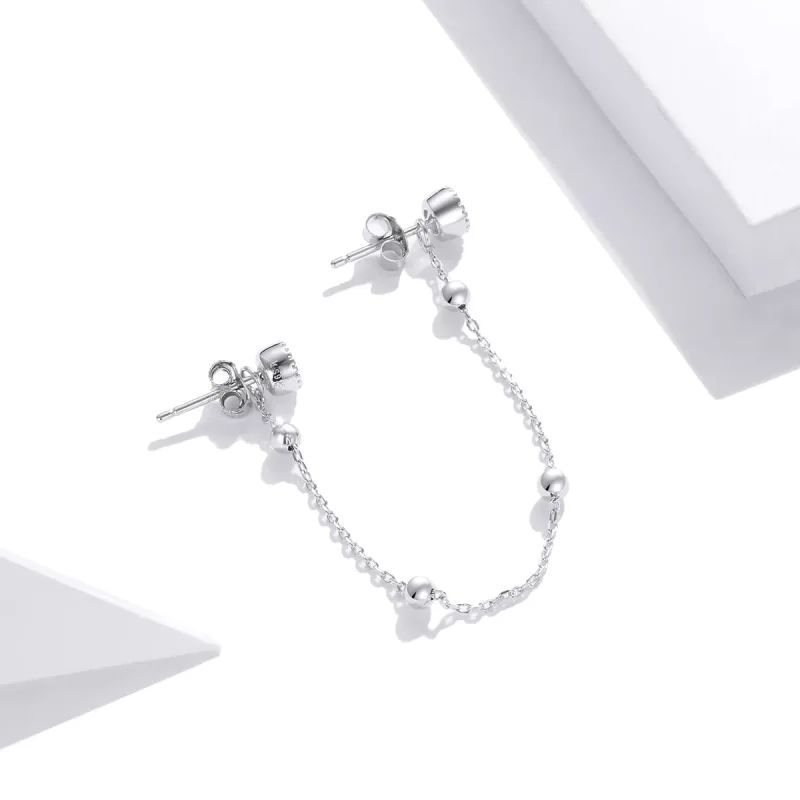 (bild till) Pandora Stil Örhängen Mode Kedja Med Pärlor - Sce1107 - View 2