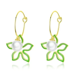 (bild till) Pandora Stil Örhängen Sommarblomma 14 Karats Guldpläterad - Sce679