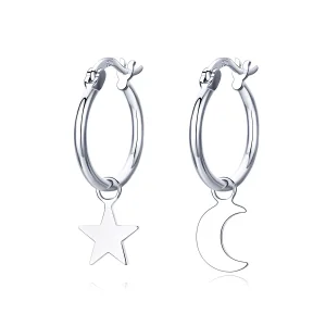 (bild till) Pandora Stil Örhängen Star And Moon Asymmetri - Sce681