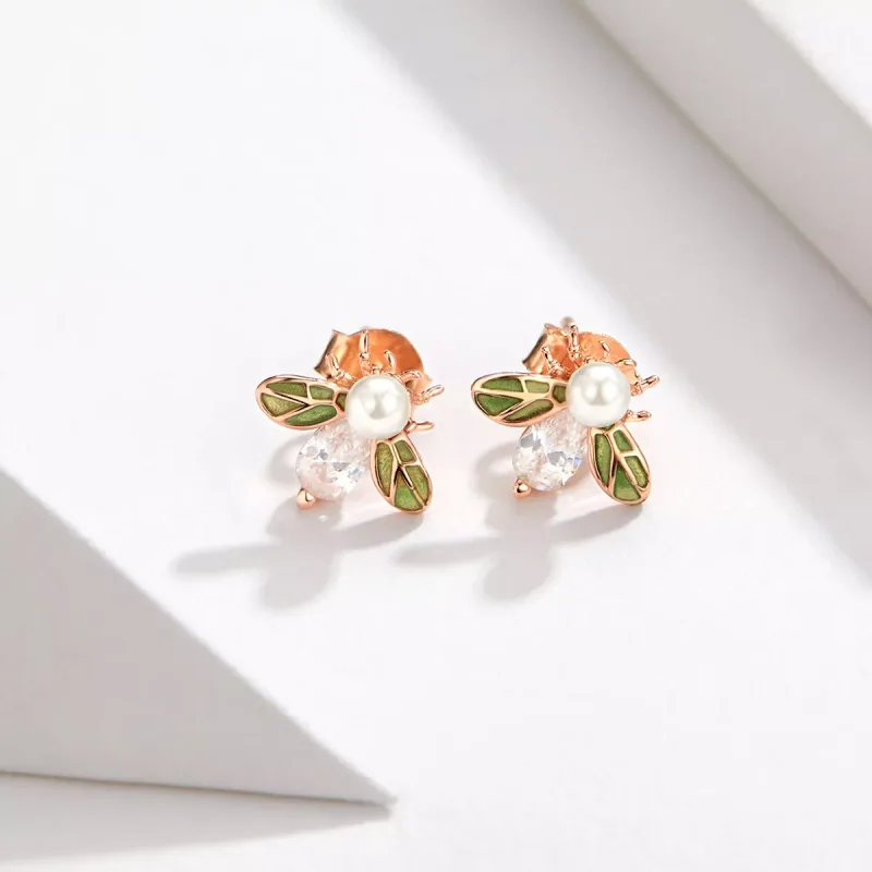(bild till) Pandora Stil Stiftörhängen Bi 14 Karat Roséguld - Sce643 - View 2
