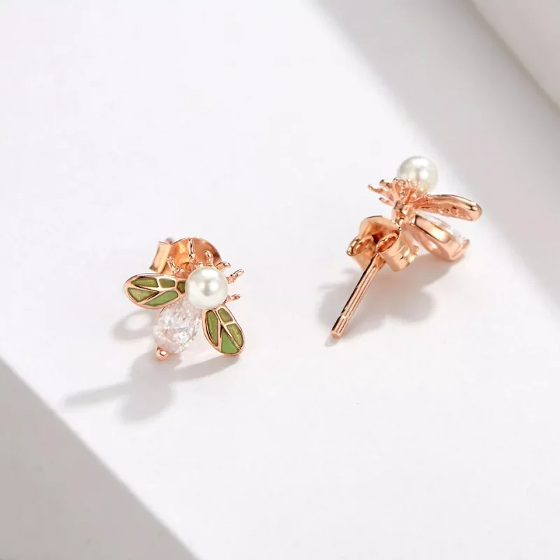 (bild till) Pandora Stil Stiftörhängen Bi 14 Karat Roséguld - Sce643 - View 5