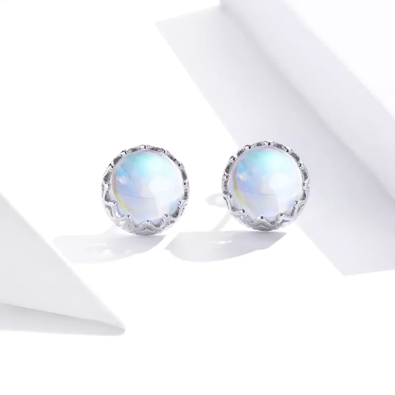 (bild till) Pandora Stil Stiftörhängen Crown Moonstone - Sce877 - View 2