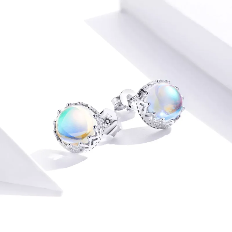 (bild till) Pandora Stil Stiftörhängen Crown Moonstone - Sce877 - View 3