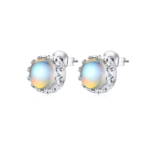 (bild till) Pandora Stil Stiftörhängen Crown Moonstone - Sce877