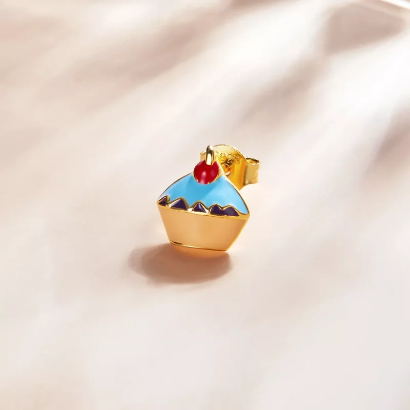 (bild till) Pandora Stil Stiftörhängen Cup Cake 14 Karats Guldpläterad - Sce1161 - View 2
