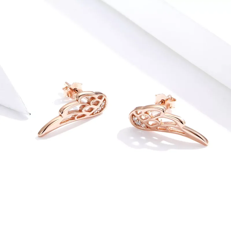 (bild till) Pandora Stil Stiftörhängen Elf Wings 14 Karat Roséguld - Sce343-C - View 2
