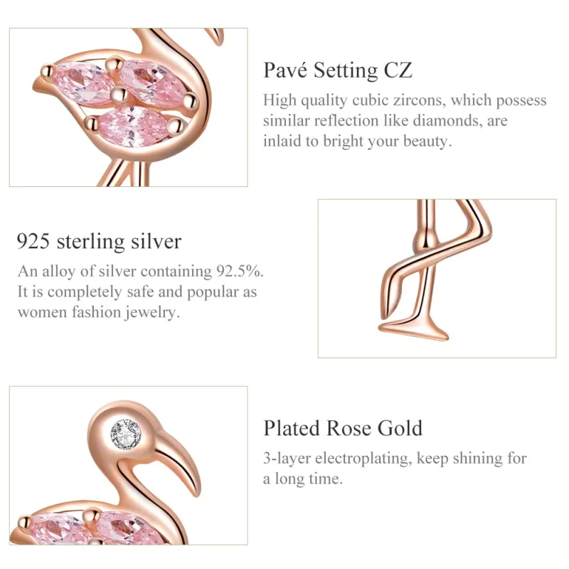 (bild till) Pandora Stil Stiftörhängen Flamingos 14 Karat Roséguld - Bse120 - View 3