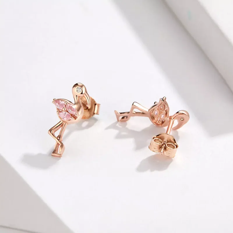 (bild till) Pandora Stil Stiftörhängen Flamingos 14 Karat Roséguld - Bse120 - View 2
