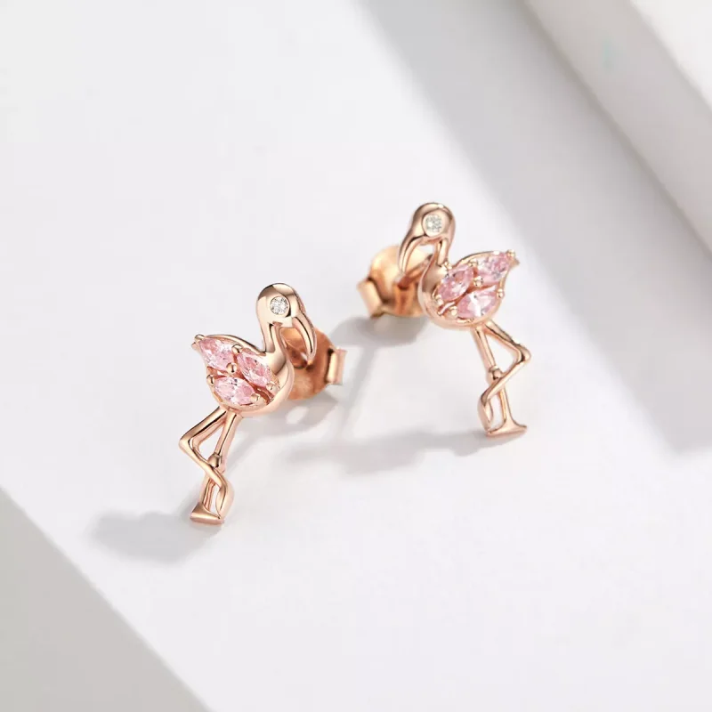(bild till) Pandora Stil Stiftörhängen Flamingos 14 Karat Roséguld - Bse120 - View 5