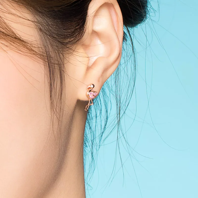 (bild till) Pandora Stil Stiftörhängen Flamingos 14 Karat Roséguld - Bse120 - View 6
