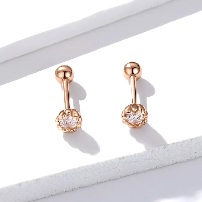 (bild till) Pandora Stil Stiftörhängen Gentle Shine 14 Karat Roséguld - Bse219 - View 4