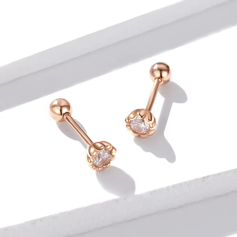 (bild till) Pandora Stil Stiftörhängen Gentle Shine 14 Karat Roséguld - Bse219 - View 5