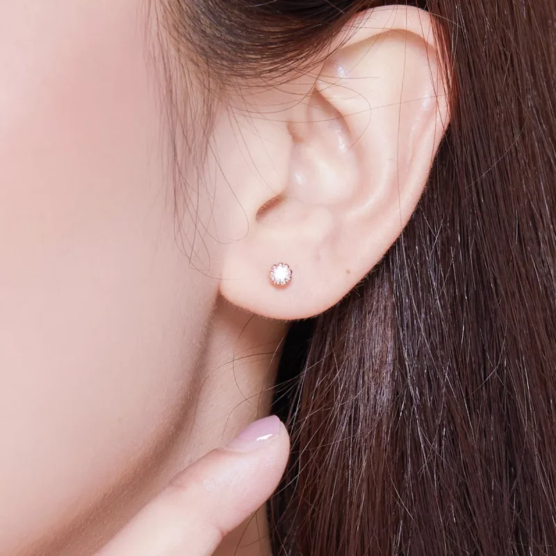 (bild till) Pandora Stil Stiftörhängen Gentle Shine 14 Karat Roséguld - Bse219 - View 6