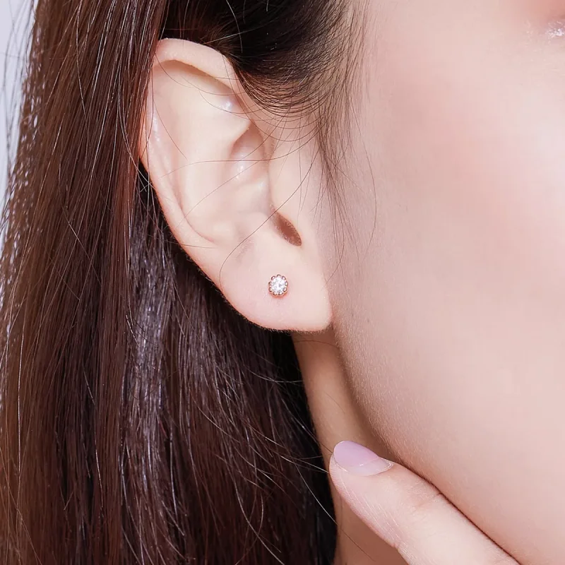 (bild till) Pandora Stil Stiftörhängen Gentle Shine 14 Karat Roséguld - Bse219 - View 7