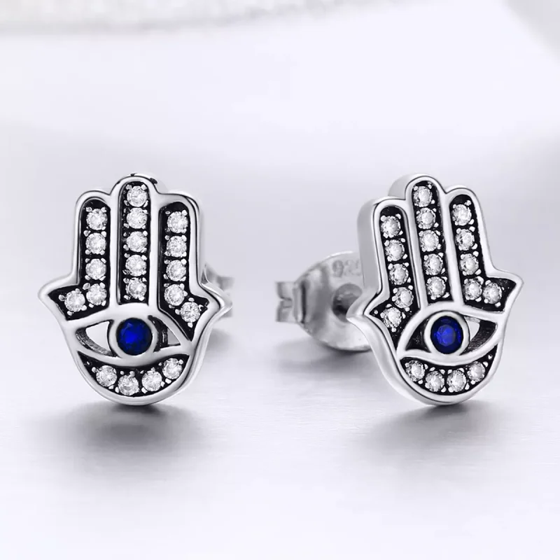 (bild till) Pandora Stil Stiftörhängen Hamsa Hand - Sce389 - View 2