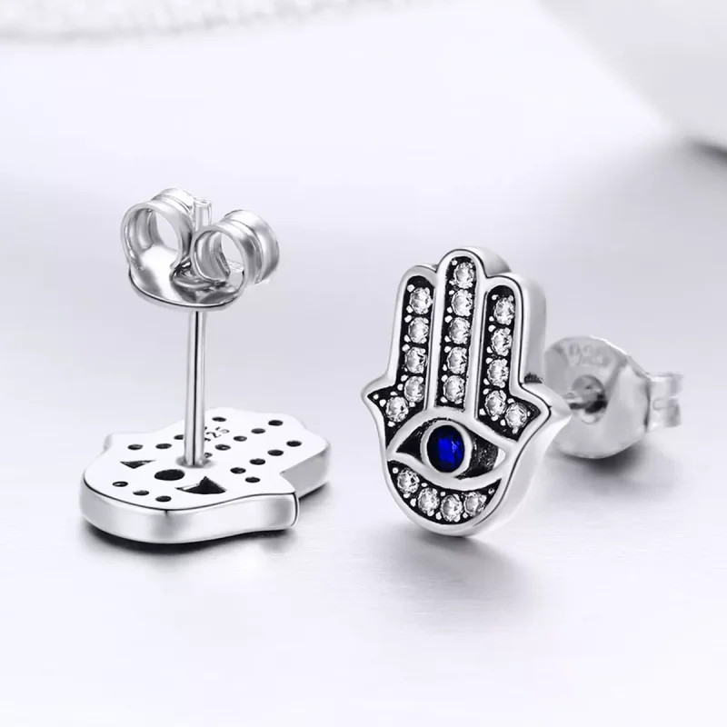 (bild till) Pandora Stil Stiftörhängen Hamsa Hand - Sce389 - View 3