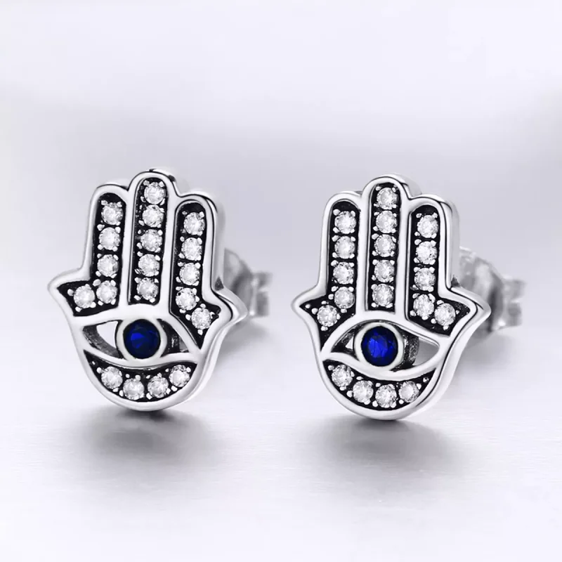 (bild till) Pandora Stil Stiftörhängen Hamsa Hand - Sce389 - View 5