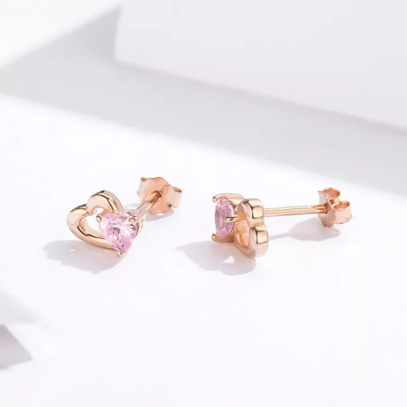 (bild till) Pandora Stil Stiftörhängen Hjärtklappning 14 Karat Roséguld - Sce090-C - View 4