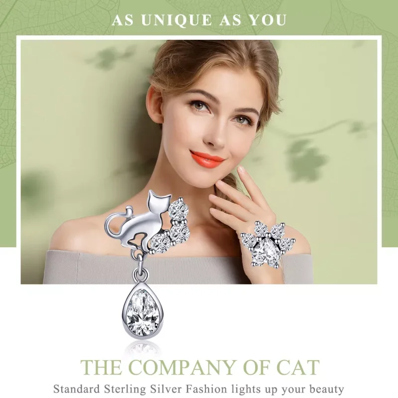 (bild till) Pandora Stil Stiftörhängen Kattkompis - Sce424 - View 2