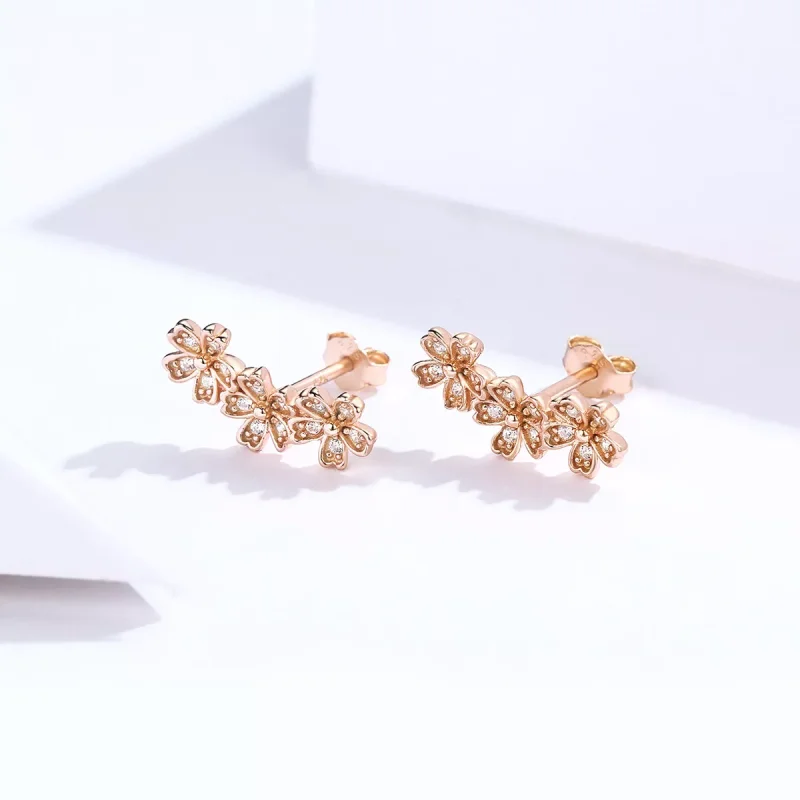 (bild till) Pandora Stil Stiftörhängen Kontraherad Daisy 14 Karat Roséguld - Sce419-C - View 2