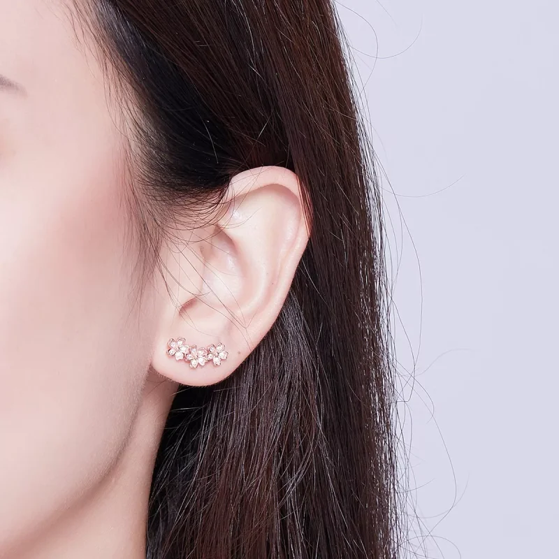 (bild till) Pandora Stil Stiftörhängen Kontraherad Daisy 14 Karat Roséguld - Sce419-C - View 5