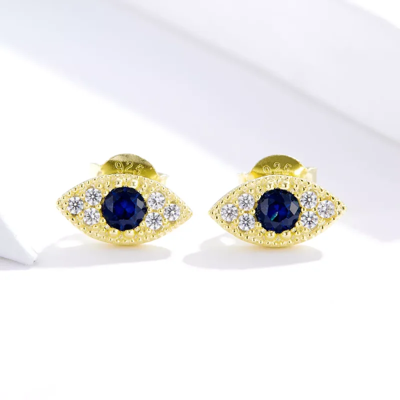 (bild till) Pandora Stil Stiftörhängen Lucky Eye 14 Karats Guldpläterad - Sce805 - View 4