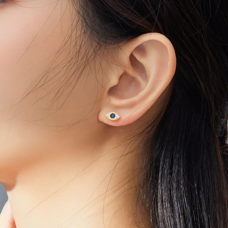 (bild till) Pandora Stil Stiftörhängen Lucky Eye 14 Karats Guldpläterad - Sce805 - View 6