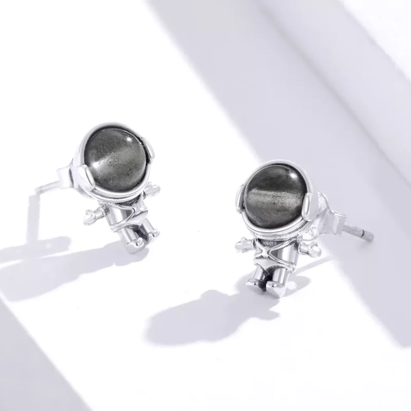 (bild till) Pandora Stil Stiftörhängen Månsten Astronaut - Sce871 - View 4