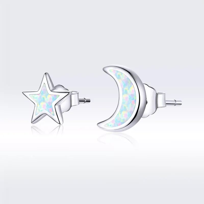 (bild till) Pandora Stil Stiftörhängen Moon And Star - Sce875 - View 5