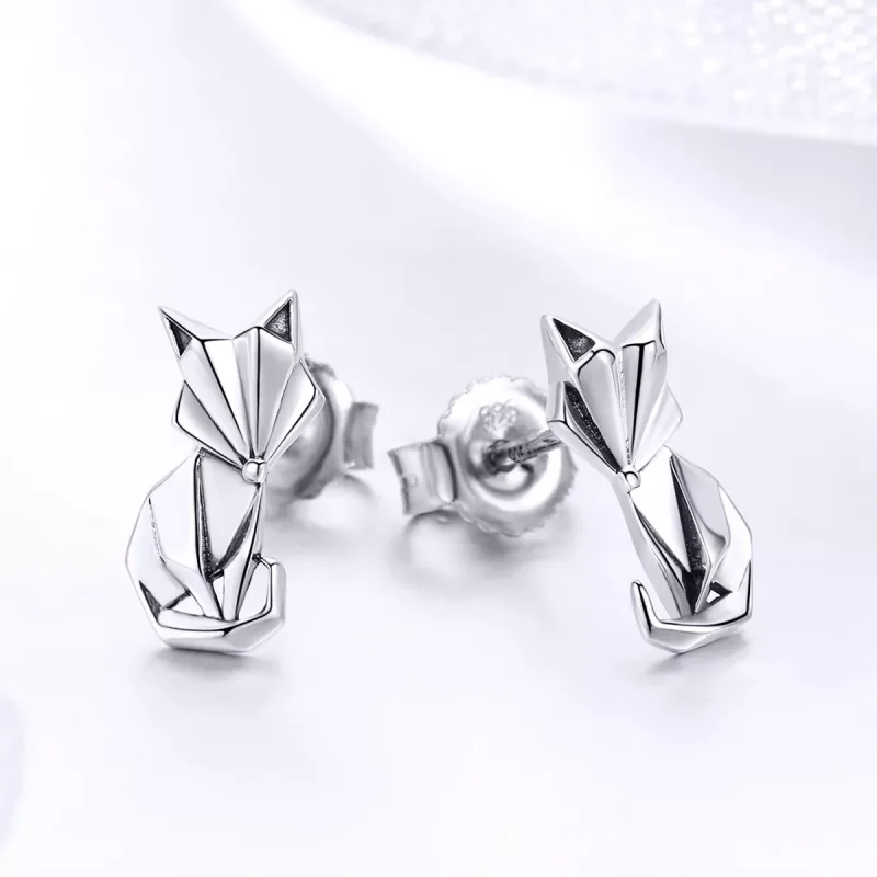 (bild till) Pandora Stil Stiftörhängen Origami Fox - Sce526 - View 3