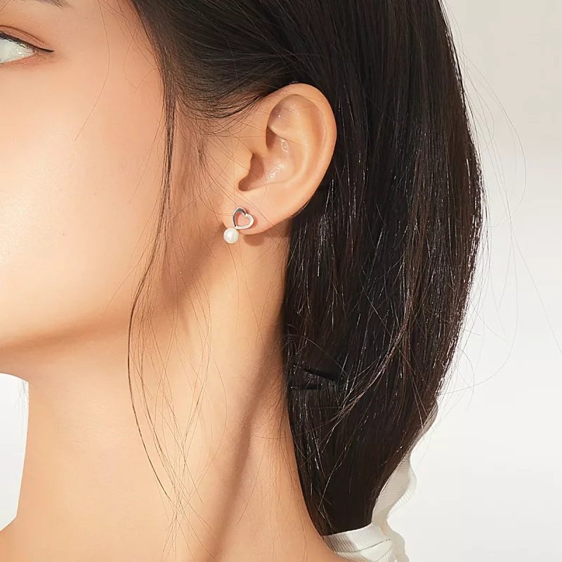 (bild till) Pandora Stil Stiftörhängen Pearl Drop - Sce869 - View 7