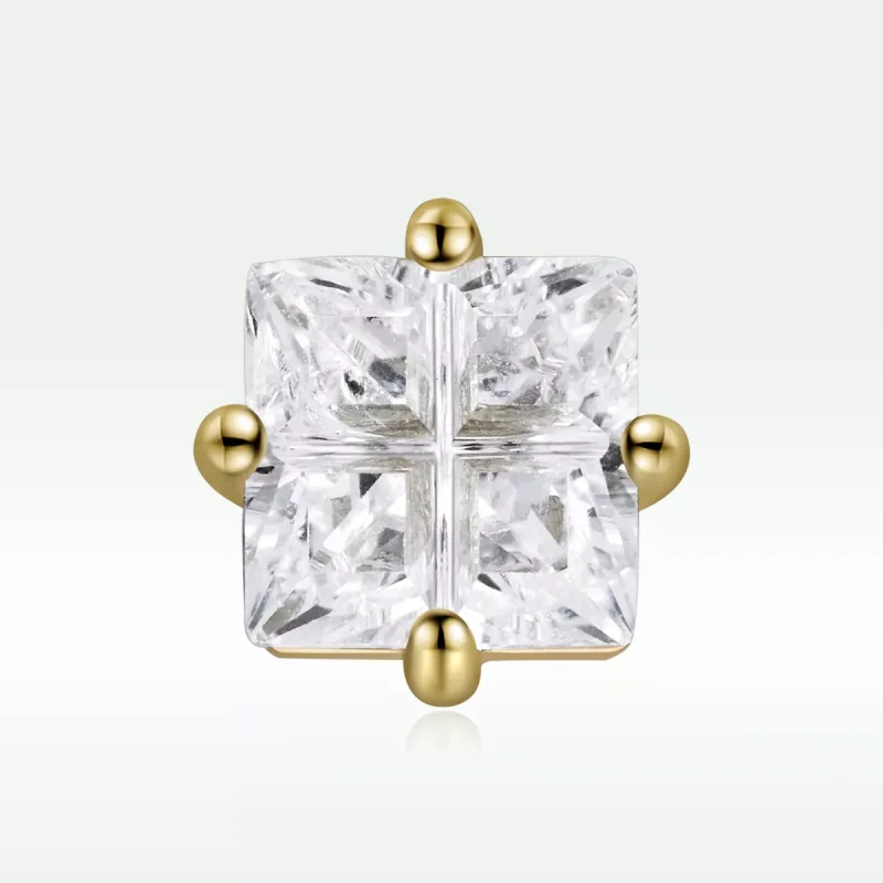 (bild till) Pandora Stil Stiftörhängen Princess Square Zirconium 14 Karats Guldpläterad - Sc - View 3