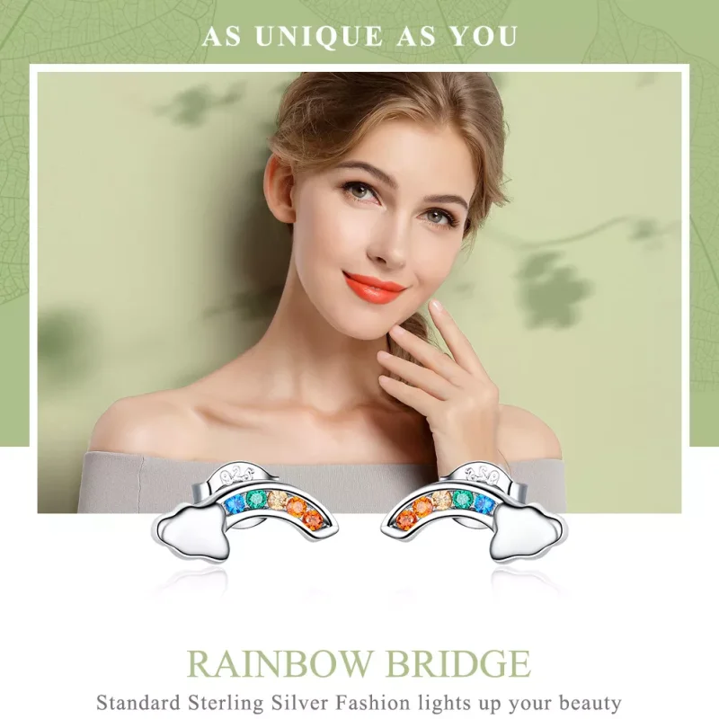 (bild till) Pandora Stil Stiftörhängen Rainbow Bridge - Sce500 - View 2
