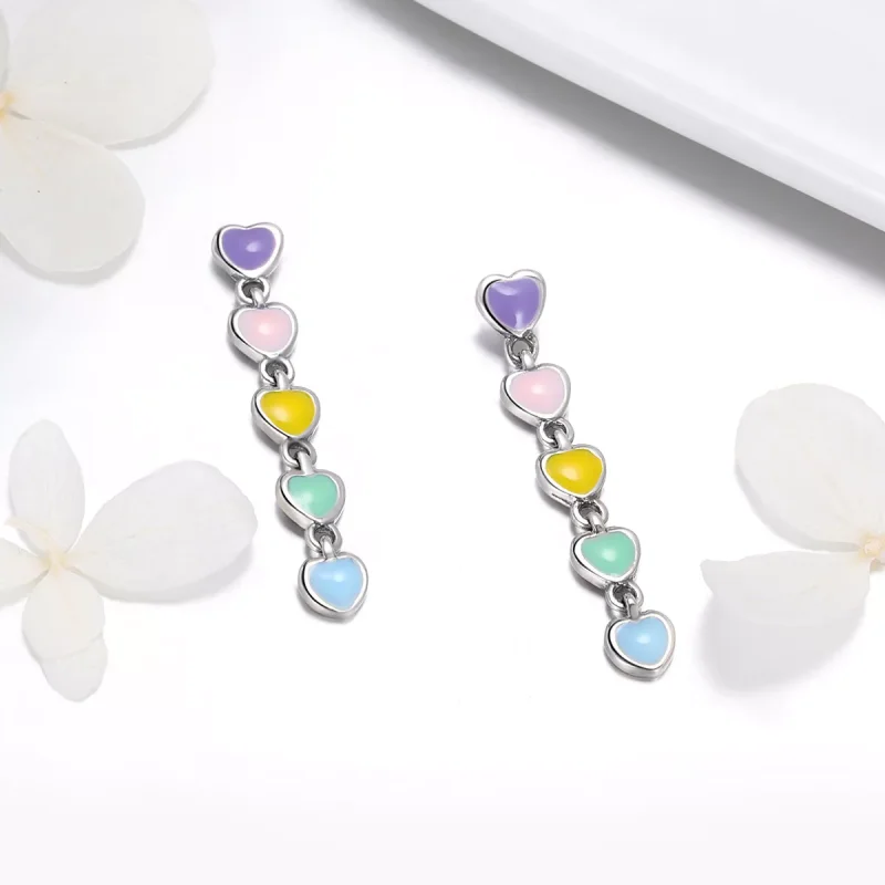 (bild till) Pandora Stil Stiftörhängen Rainbow Hearts - Sce451 - View 2